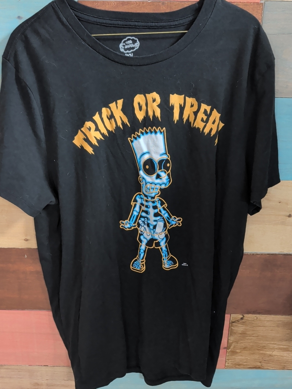 Black 'Trick or Treat' Skeleton Bart Short-Sleeve Tee